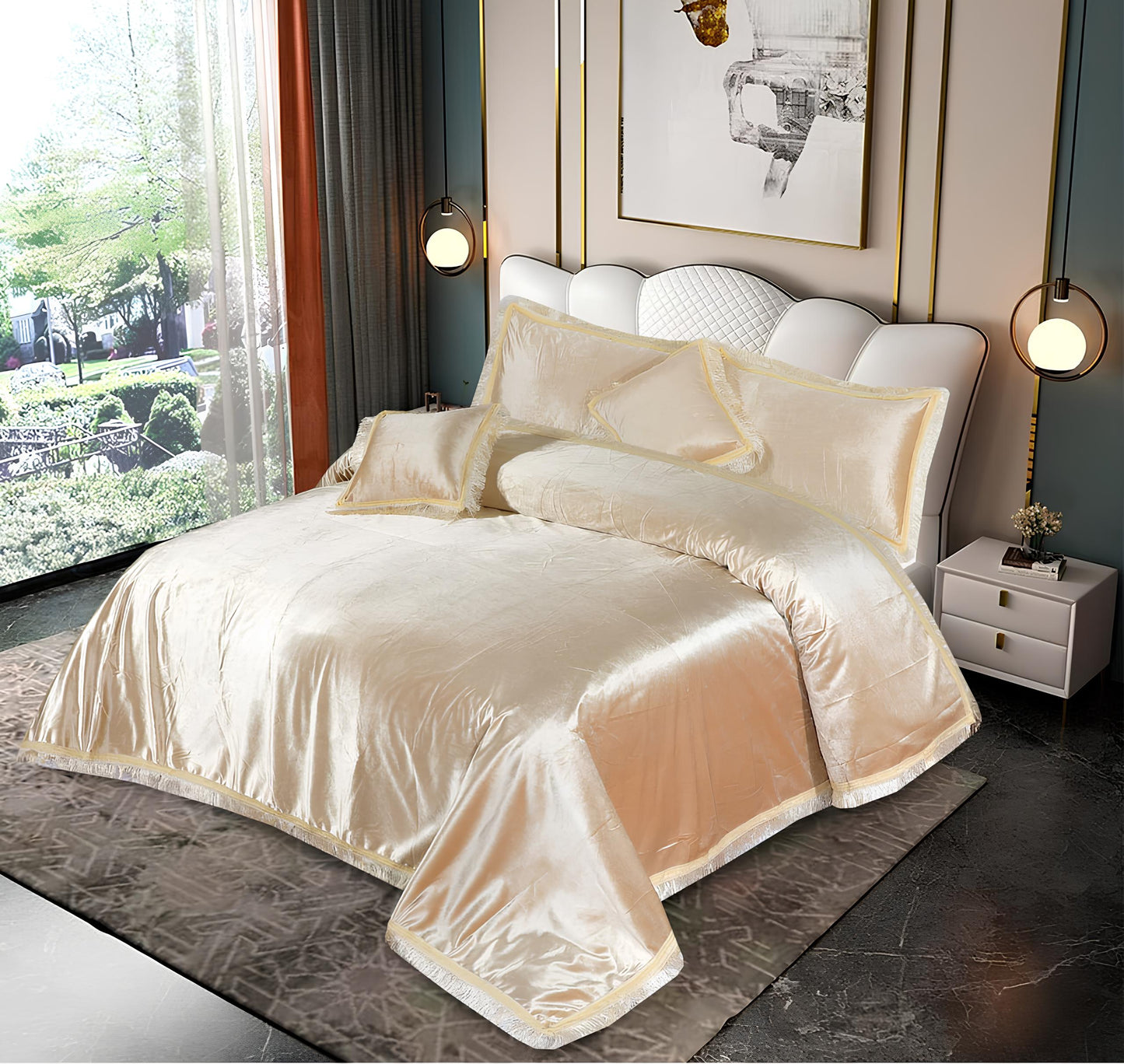 5 PCS FAIRY LUXURY VELVET BEDDING SET 7 COLOURS