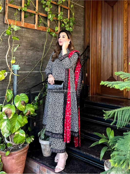 ALKARAM LAWN PRINTED SHIRT LAWN TROUSER WITH PRINTED DUPPATA ALK-03