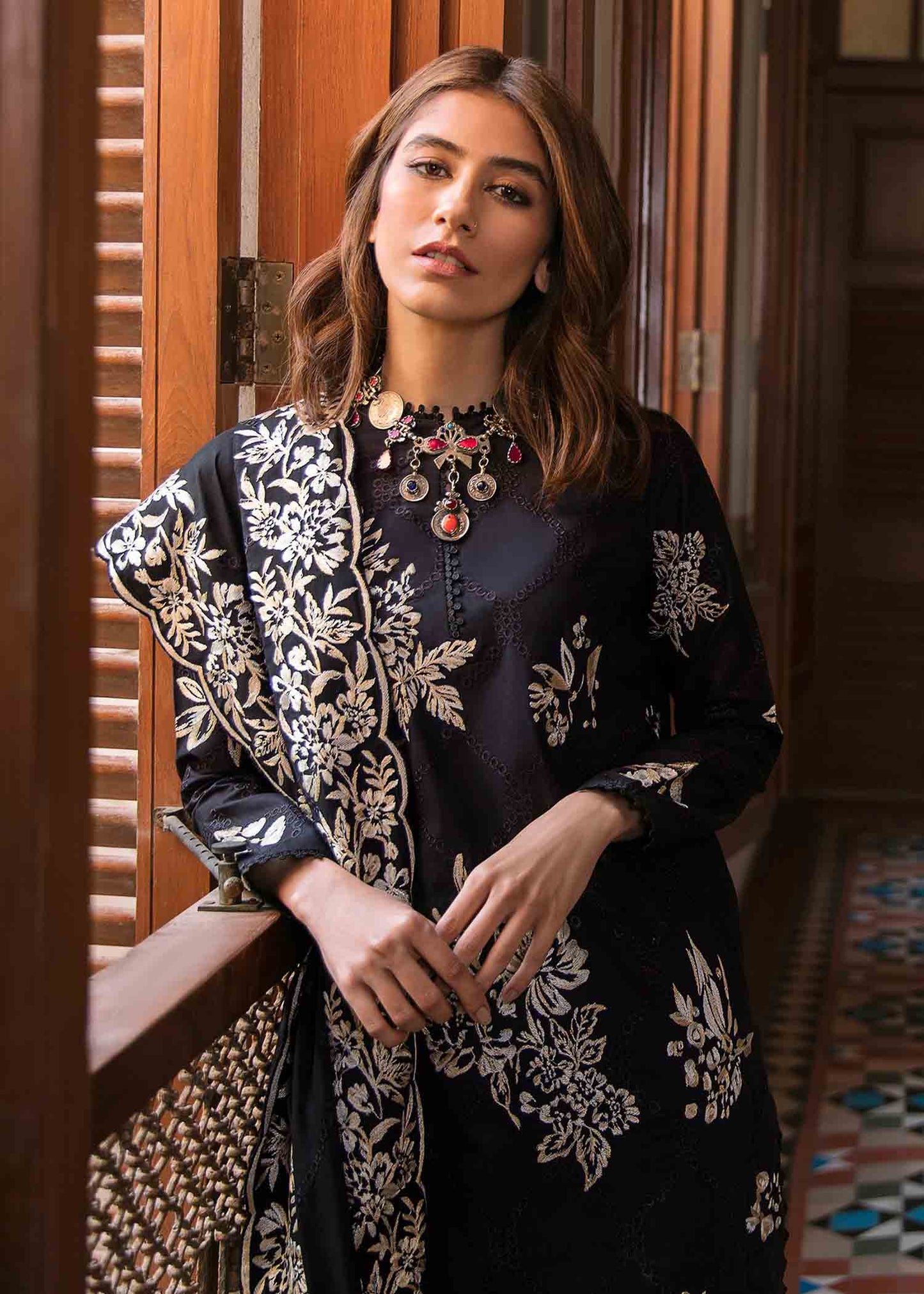 ZAHA -3PC EMBROIDED LAWN DRESS WITH EMBROIDED CHIFFON DUPATTA- FCO-193