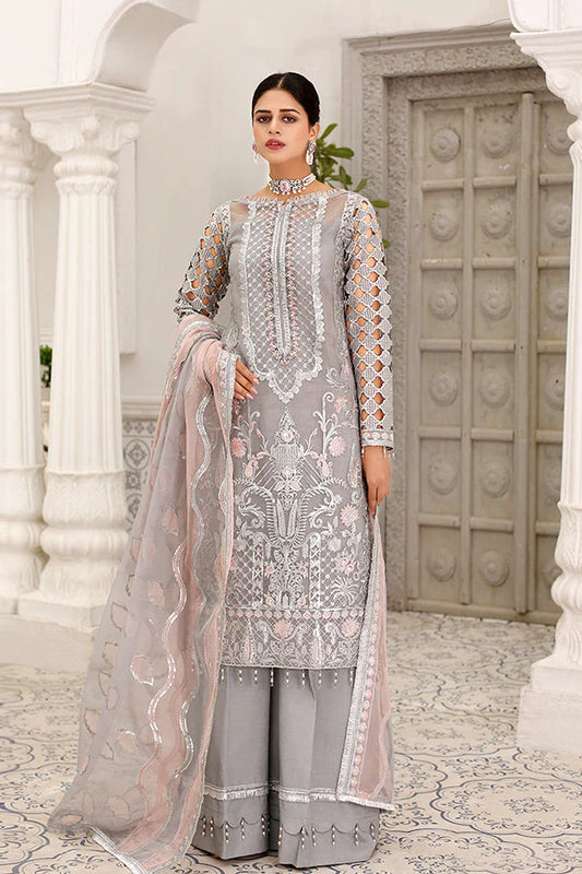 MARIAM'S -3PC FULLY FANCY EMBROIDERED SEQUENCE ORGANZA DRESS WITH 4 SIDE HEAVY EMBROIDERED ORGANZA DUPATTA- FPW-111