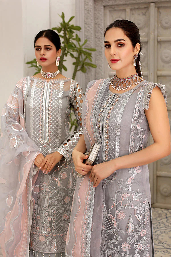 MARIAM'S -3PC FULLY FANCY EMBROIDERED SEQUENCE ORGANZA DRESS WITH 4 SIDE HEAVY EMBROIDERED ORGANZA DUPATTA- FPW-111