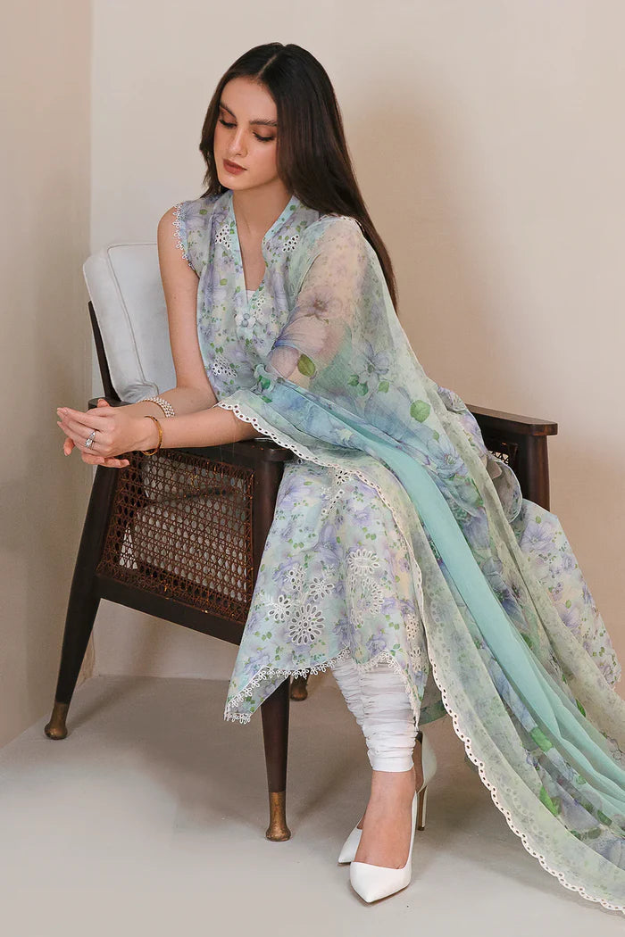 BAROUQE-3PC EMBROIDERED LAWN DRESS WITH PRINTED CHIFFON DUPATTA- FN-164