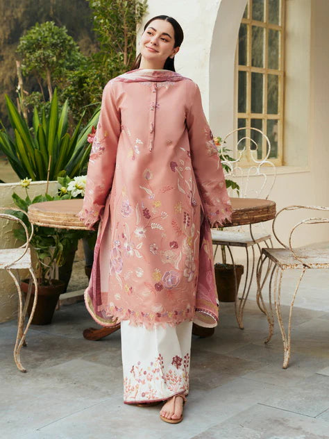 ZARA SHAHJAHAN -3PC HEAVY EMBROIDERED LAWN DRESS WITH 4 SIDE EMBROIDERED CHIFFON DUPATTA- FN-120