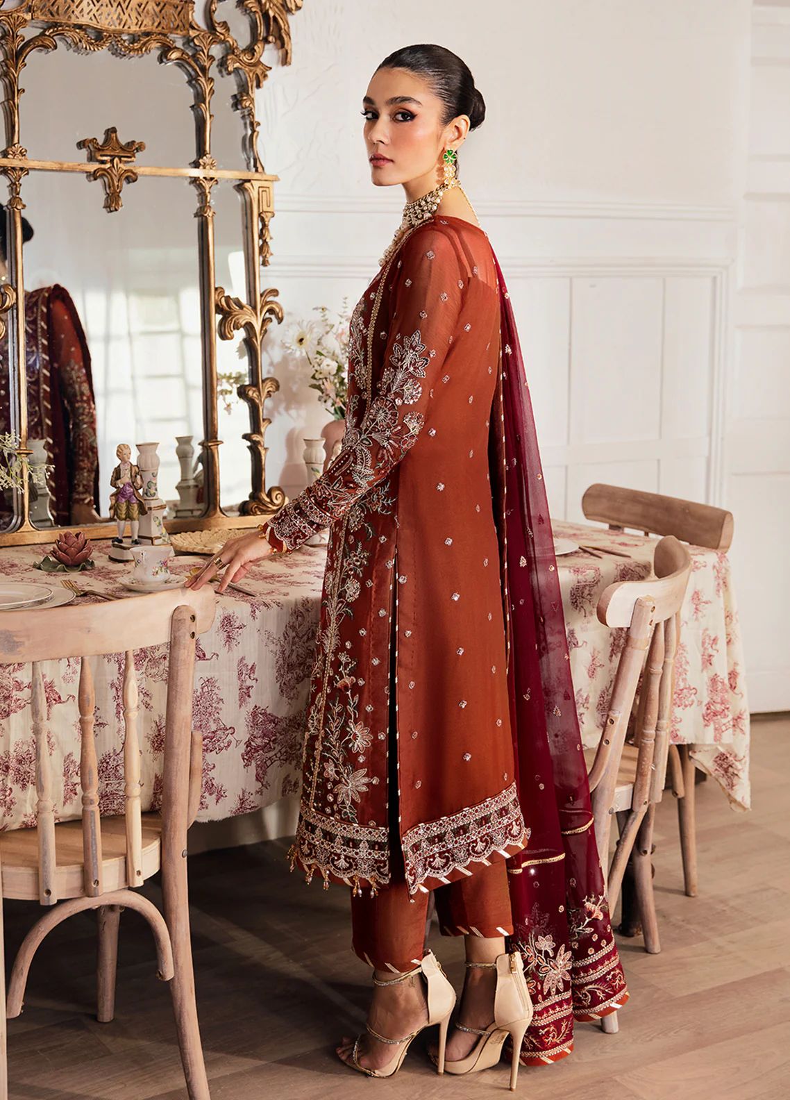 GULAAL -3CP FULLY HEAVY EMBRIODERED FANCY CHIFFON DRESS WITH HEAVY EMBROIDERED SEQUENCE CHIFFON DUPATTA- FPW-115