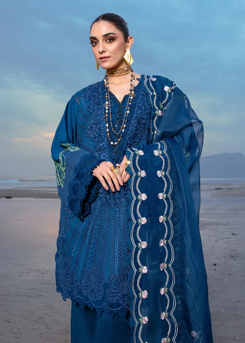 SAIRA SHAKIRA - 3PC CHIKANKAARI LAWN EMBROIDERED SHIRT WITH ORGANZA EMBROIDERED DUPPATA FN-124