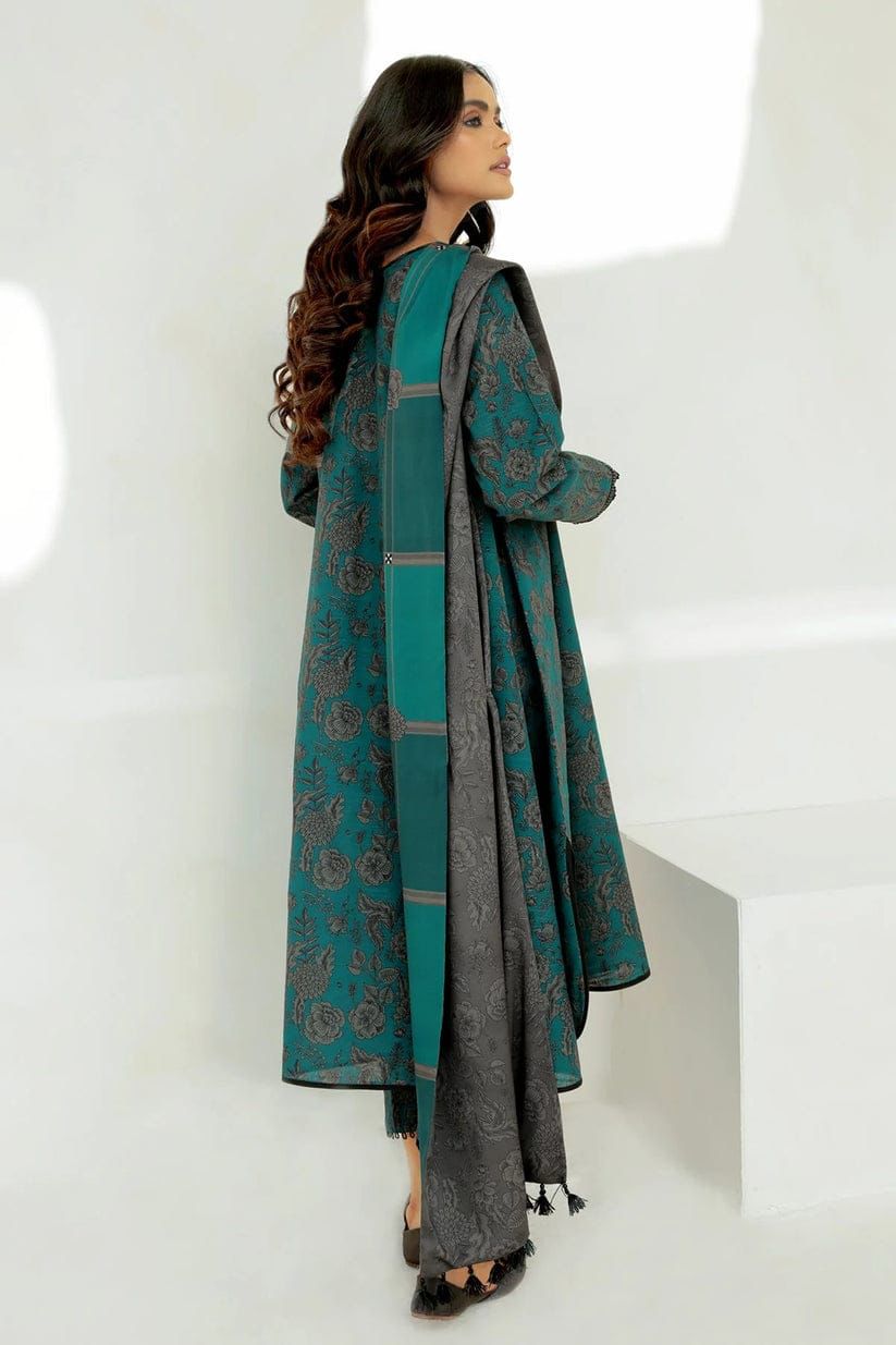 BAROQUE -3PC PRINTED KARANDI DRESS WITH KARANDI WOOL SHAWL- FC-07