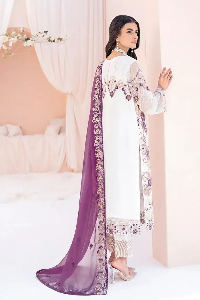 RAMSHA -EMBROIDED CHIFFON DRESS WITH PURE EMBROIDED PURE CHIFFON DUPATTA- FPW-01