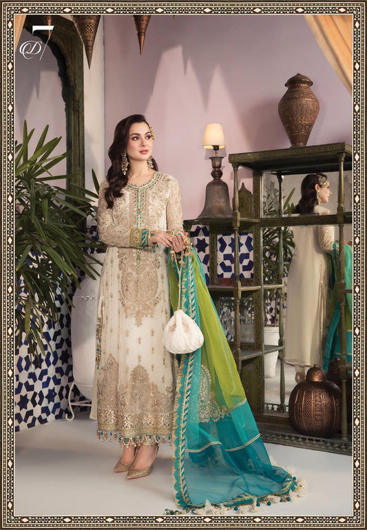 MARIA.B -FANCY EMBROIDED CHIFFON DRESS WITH EMBROIDED NET FANCY DUPATTA- FPW-13