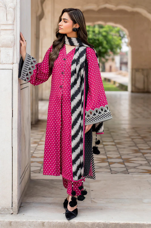BAROQUE -3PC PRINTED KARANDI  WITH PRINTED KARANDI SHAWL- FW-08