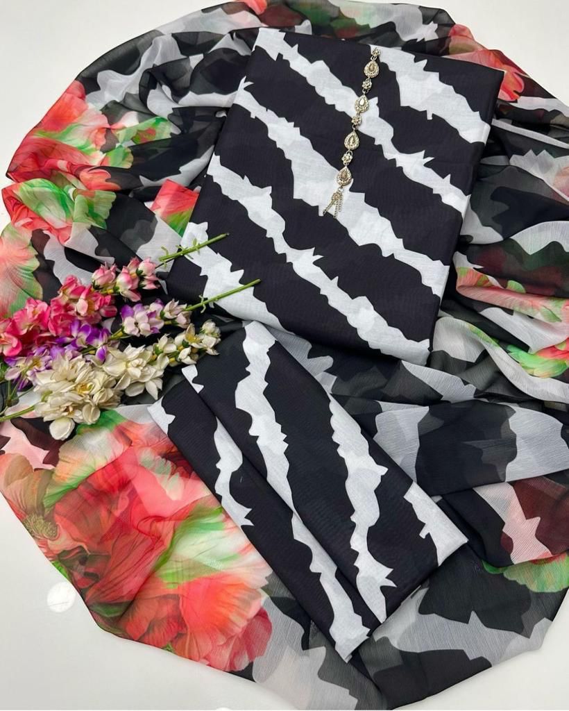 CHARIZMA -3PC PRINTED LAWN DRESS WITH SILK DUPATTA- FP-20