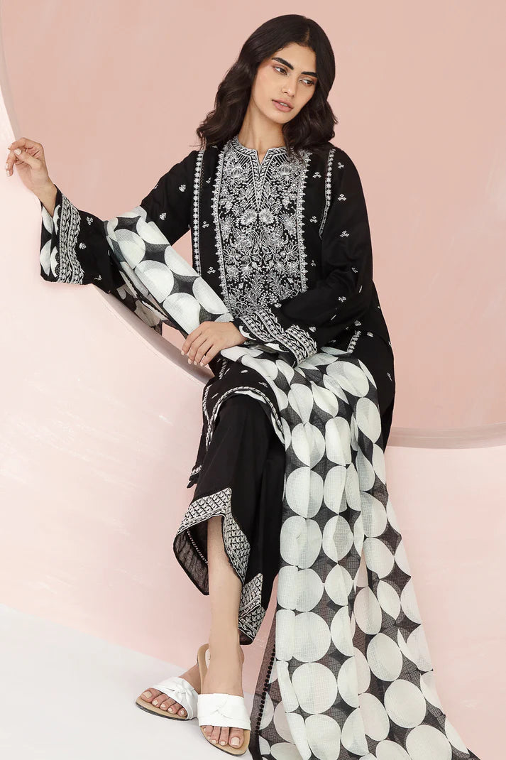 JAZMIN -3PC EMBROIDERED DHANAK DRESS WITH WOOL SHAWL- FW-82