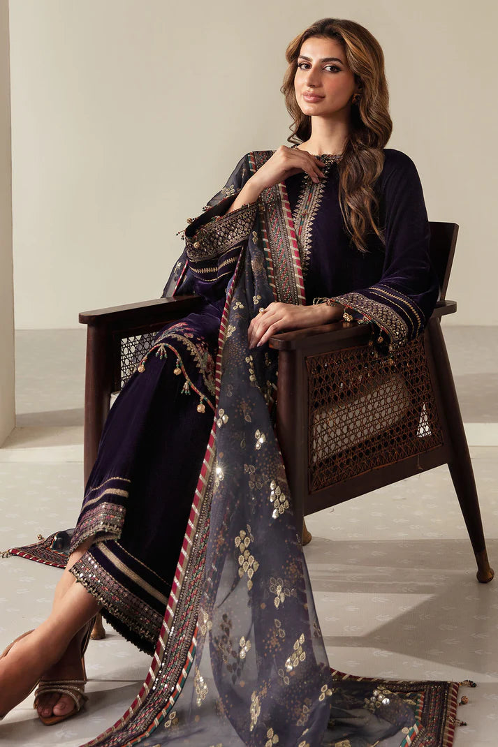 JAZMIN -3PC HEAVY EMBROIDERED VELVET DRESS WITH 4 SIDE FULLY HEAVY EMBROIDERED DUPATTA- FPW-98