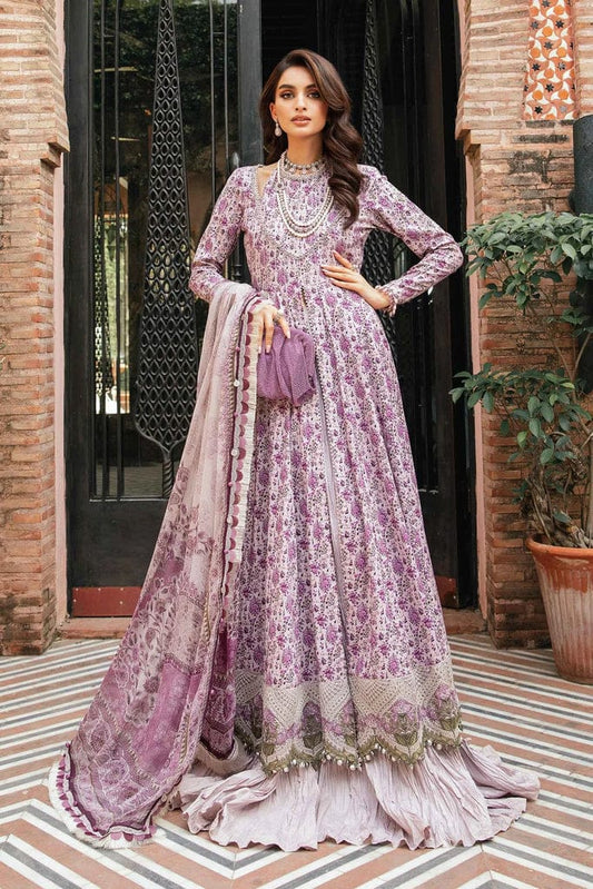 MARIA.B -3PC EMBROIDERED LAWN DRESS WITH PRINTED CHIFFON DUPATTA- FN-169