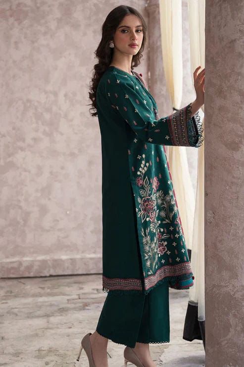 JAZMINE -3PC EMBROIDERED DHANAK DRESS WITH PRINTED DHANAK WOOL SHAWL- FW-95