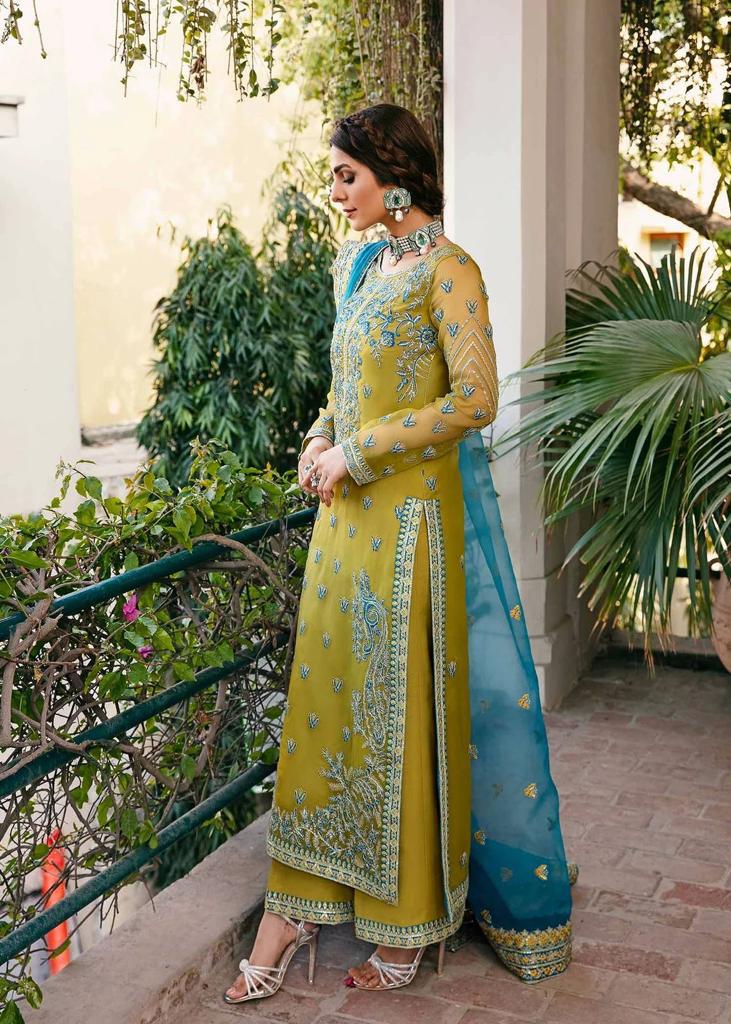 LAYALI -3PC FULLY HEAVY EMBROIDERED FANCY WORK ORGANZA DRESS WITH 4 SIDE FULLY HEAVY EMBROIDERED ORGANZA DUPATTA- FPW-95