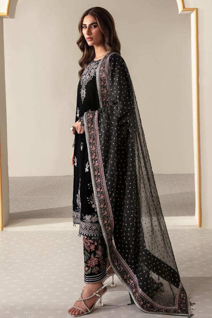 JAZMINE -3PC HEAVY EMBROIDERED VELVET FANCY DRESS WITH 4 SIDE FULLY HEAVY EMBROIDERED ORGANZA DUPATTA- FPW-99