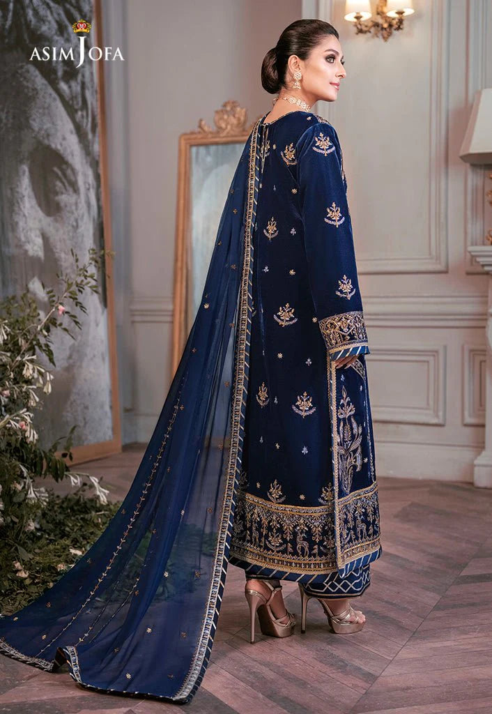 ASIM JOFA -3PC HEAVY EMBROIDERED VELVET DRESS WITH FULLY HEAVY EMBROIDERED NET DUPATTA- FPW-33