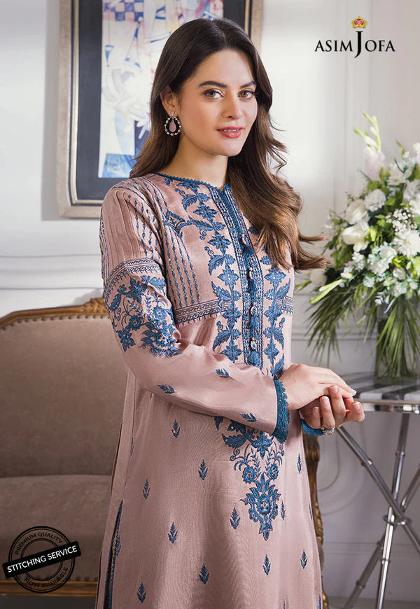 ASIM JOFA -3PC EMBROIDED LAWN DRESS WITH EMBROIDED CHIFFON DUPATTA- FCO-128