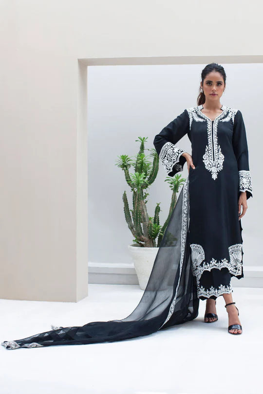 AYRA -3PC EMBROIDED LAWN DRESS WITH EMBROIDED CHIFFON DUPATTA- EL-09