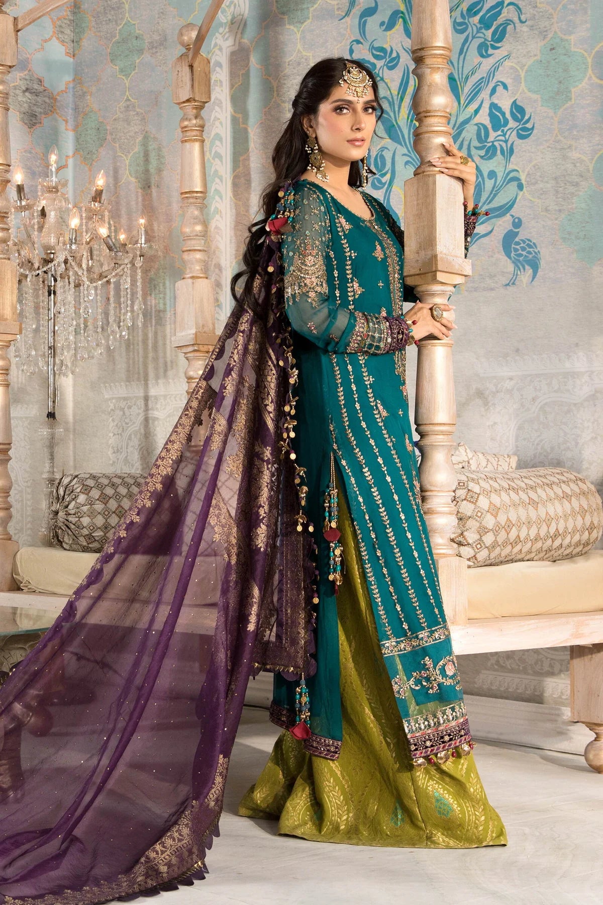 MARIA B-3PC FULLY FANCY EMBROIDERED CHIFFON DRESS WITH EMBROIDERED ORGANZA DUPATTA- FPW-123