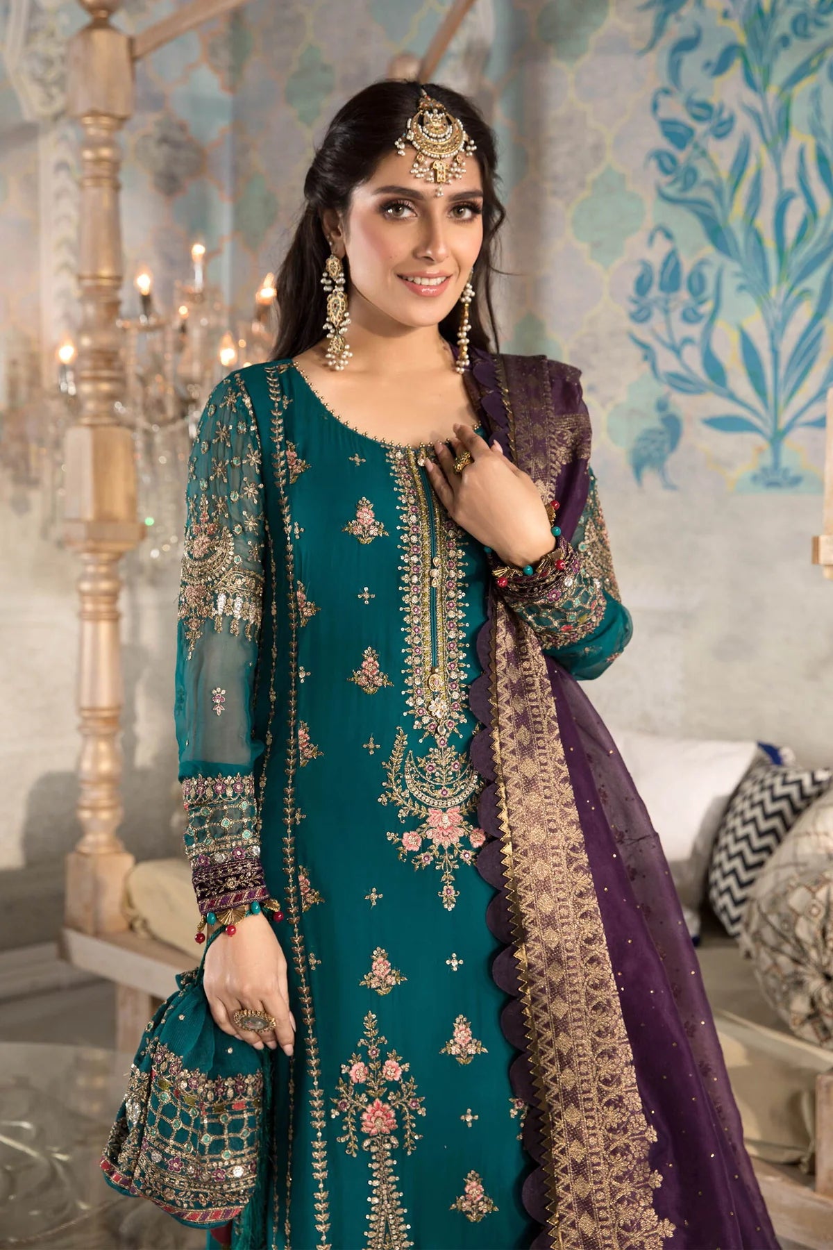 MARIA B-3PC FULLY FANCY EMBROIDERED CHIFFON DRESS WITH EMBROIDERED ORGANZA DUPATTA- FPW-123