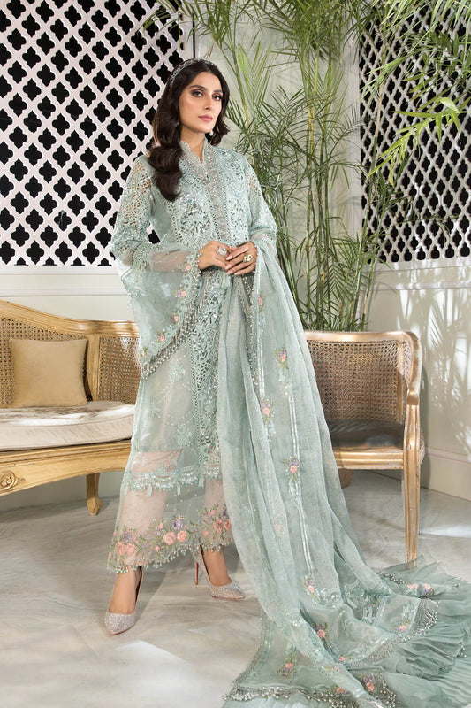 MARIA.B -3PC FANCY HEAVY EMBROIDERED ORGANZA DRESS WITH 4 SIDE EMBROIDERED NET DUPATTA- FPW-67