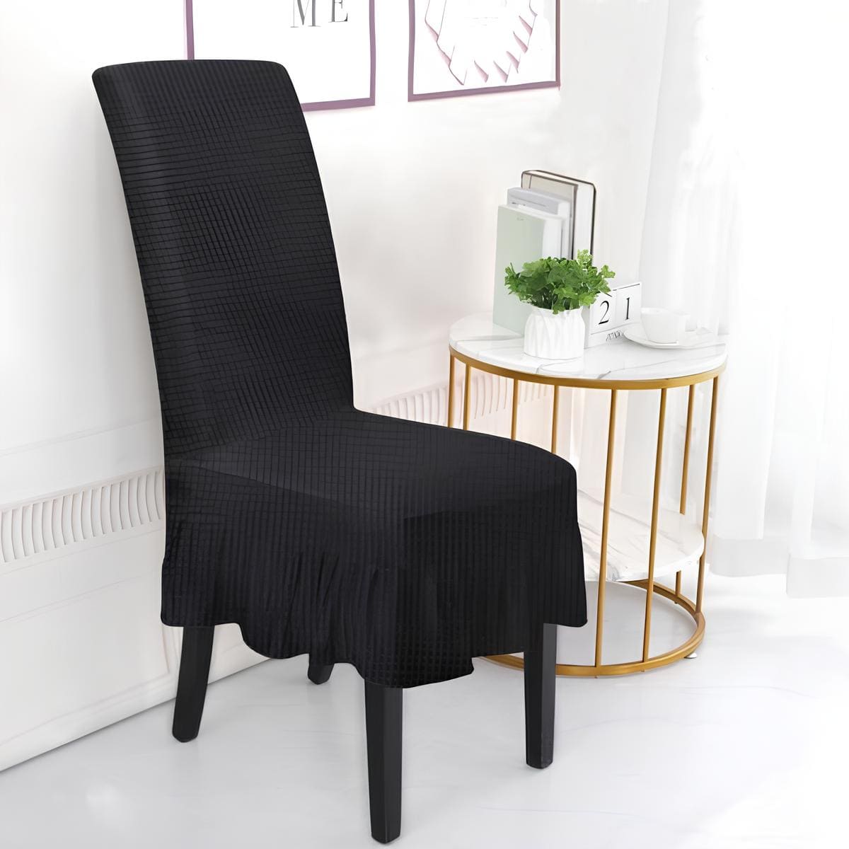 DECORATIVE FRILL CHAIR COVER 6 COLOURS