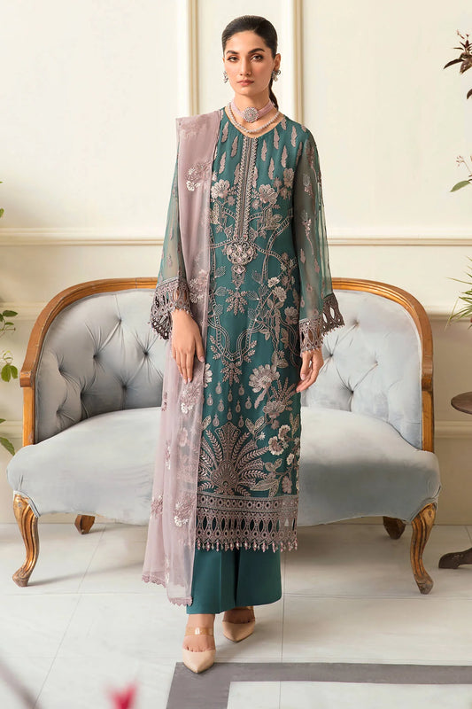 FLOSSIE -3PC FANCY EMBROIDERED CHIFFON DRESS WITH HEAVY EMBROIDERED CHIFFON DUPATTA- FPW-63