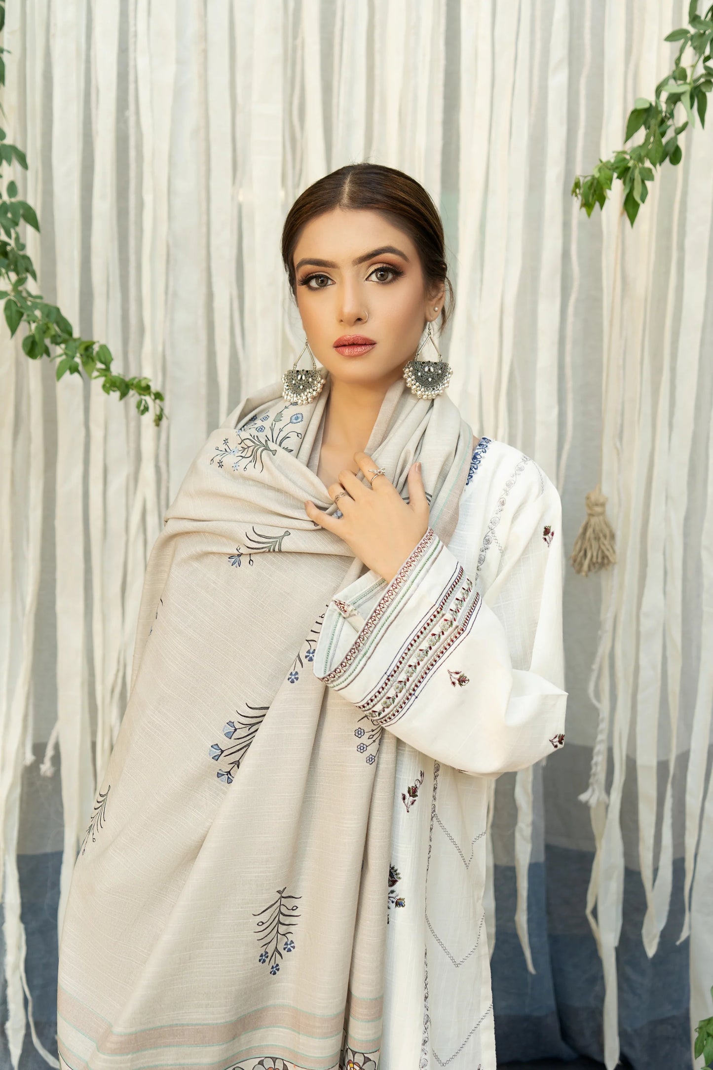 URGE -3PC EMBROIDERED DHANAK DRESS WITH DHANAK WOOL SHAWL- FW-137