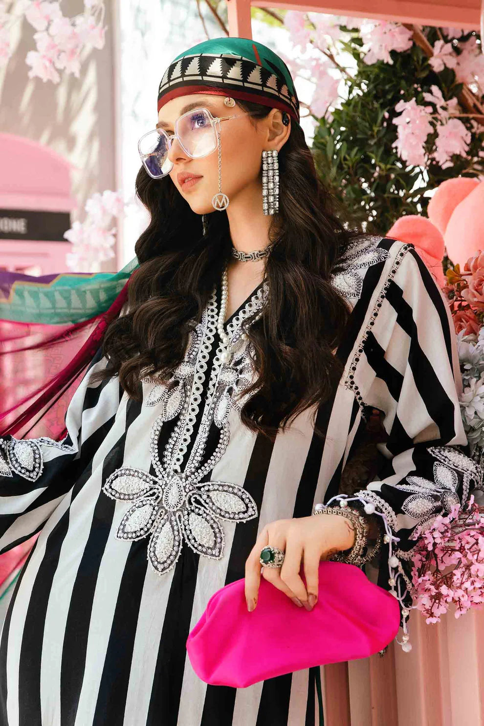 MARIA.B-3PC LAWN EMBROIDERED PRINTED SHIRT WITH CHIFFON PRINT DUPATTA AND PRINT TROUSER FCF-17