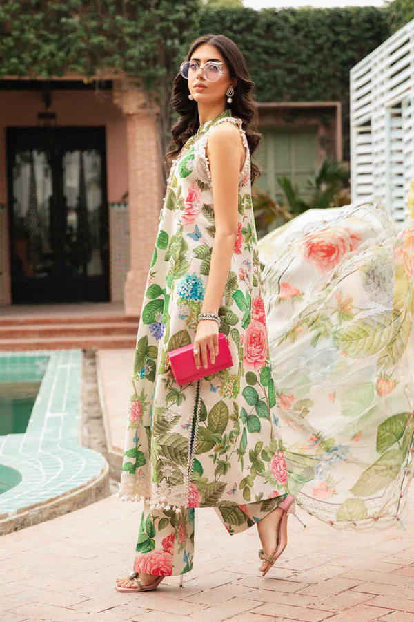 MARIA.B -3PC EMBROIDERED LAWN DRESS WITH PRINTED CHIFFON DUPATTA- FN-156