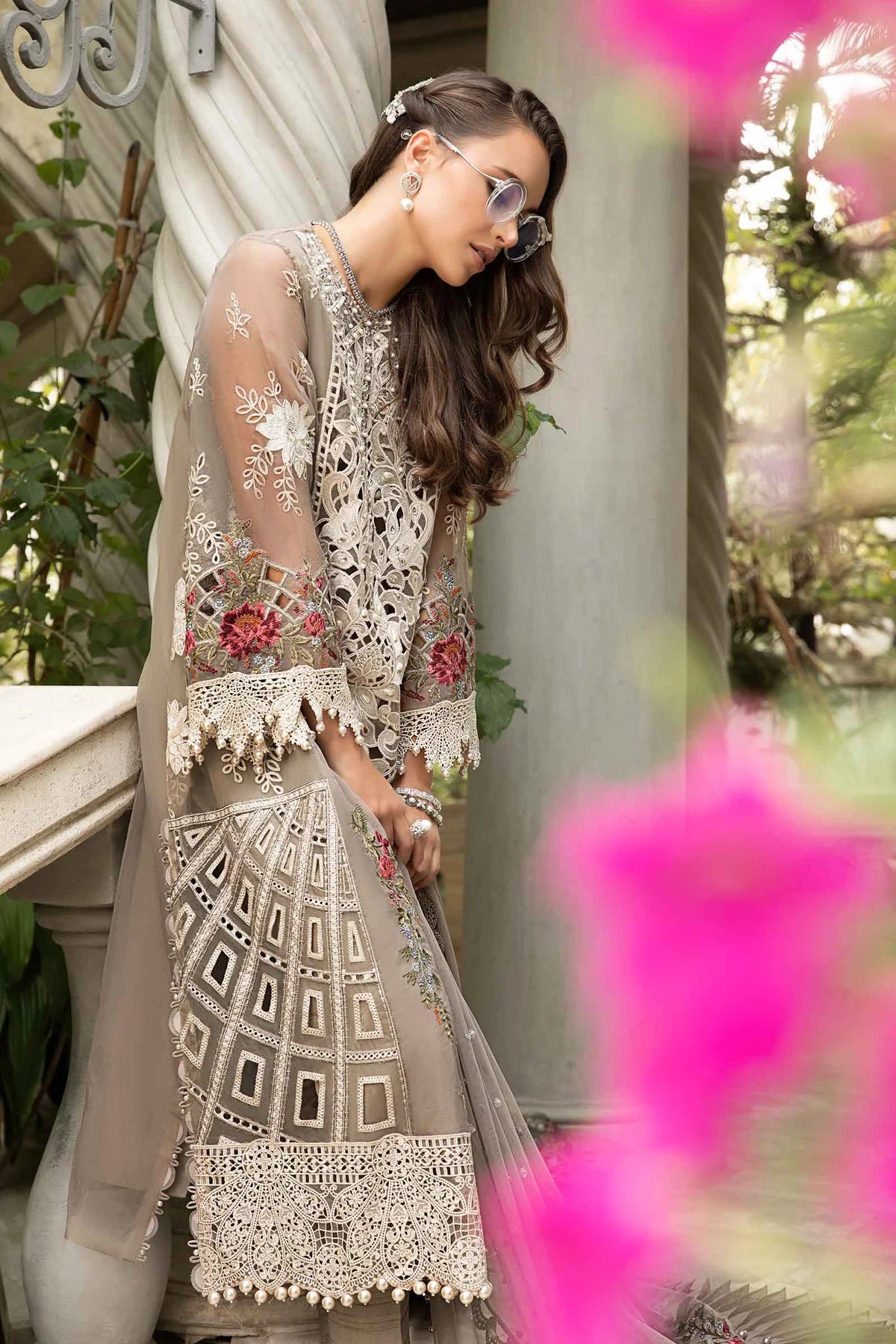 MARIA.B -EMBROIDED CUTWORK LAWN DRESS WITH FOUR SIDE EMBROIDED COTTON ORGANZA DUPATTA FN-143