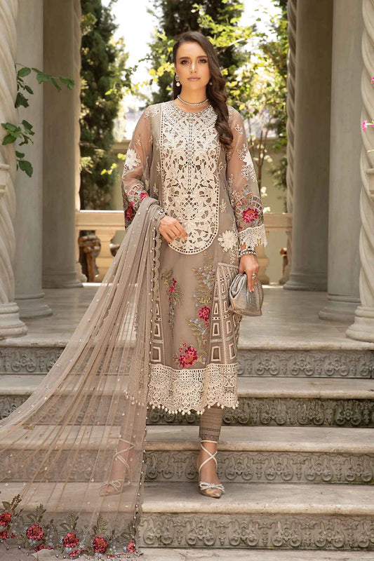 MARIA.B -EMBROIDED CUTWORK LAWN DRESS WITH FOUR SIDE EMBROIDED COTTON ORGANZA DUPATTA FN-143