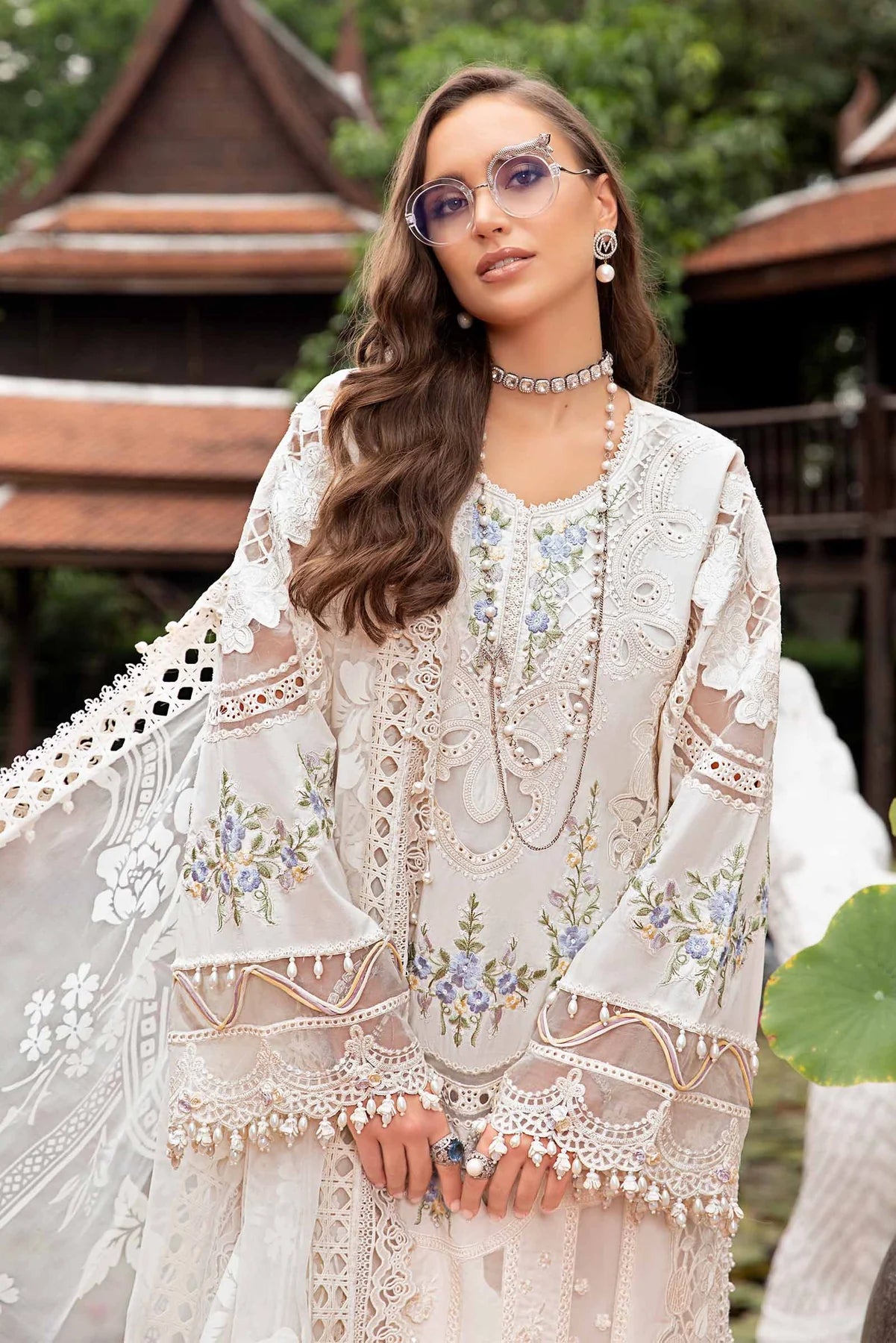 MARIA.B -EMBROIDED CUTWORK LAWN DRESS WITH BURNOUT ORGANZA DUPATTA FN-145