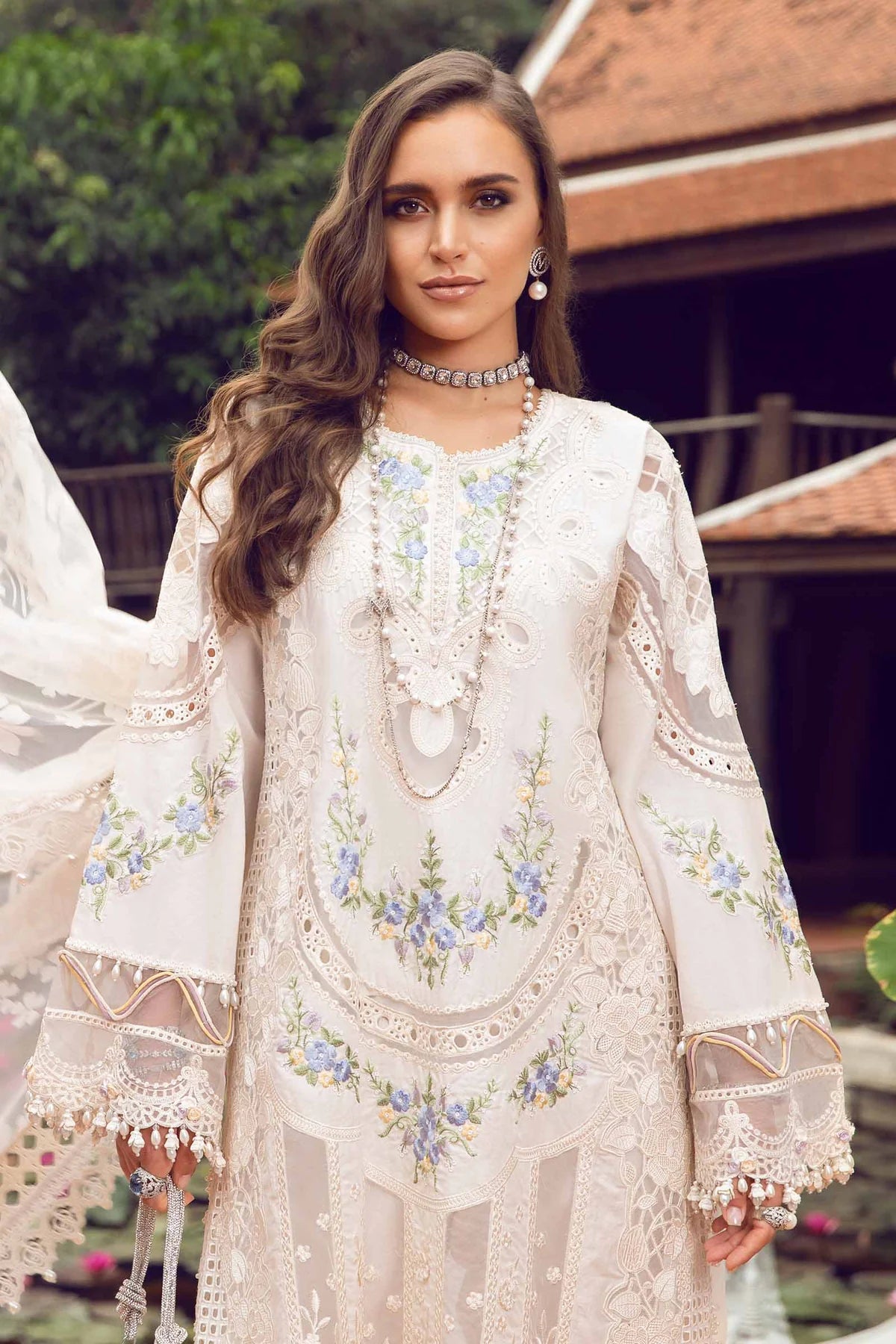 MARIA.B -EMBROIDED CUTWORK LAWN DRESS WITH BURNOUT ORGANZA DUPATTA FN-145