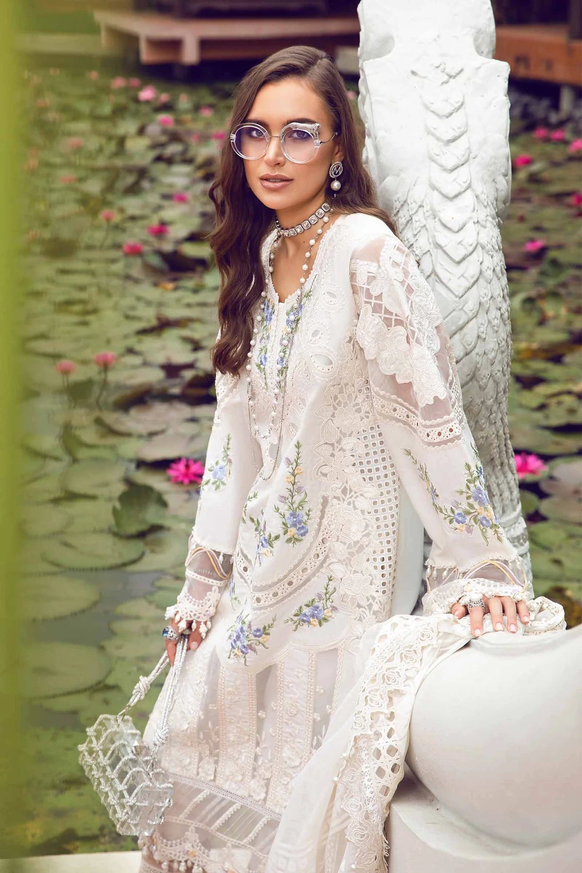 MARIA.B -EMBROIDED CUTWORK LAWN DRESS WITH BURNOUT ORGANZA DUPATTA FN-145