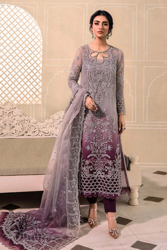 MARIA.B -3PC FANCY HEAVY EMBROIDERED ORGANZA DRESS WITH 4 SIDE EMBROIDERED HEAVY DUPATTA- FPW-54