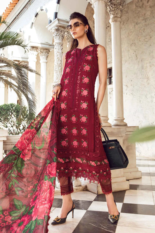 MARIA.B -EMBROIDED CUTWORK LAWN DRESS WITH COTTON NET PRINTED DUPATTA FN-146