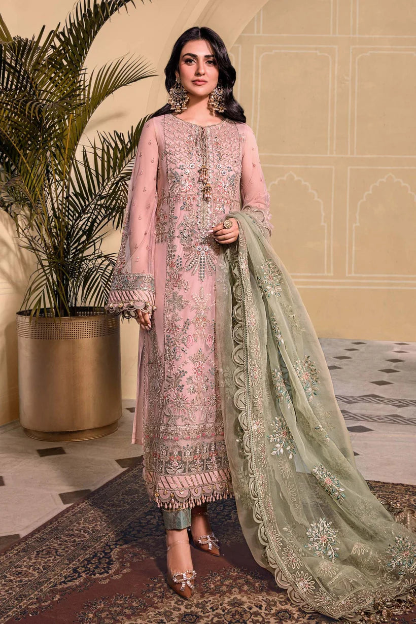 MARIA.B -FANCY HEAVY EMBROIDED ORGANZA DRESS WITH 4 SIDE EMBROIDED ORGANZA DUPATTA (RTW)- FPW-12