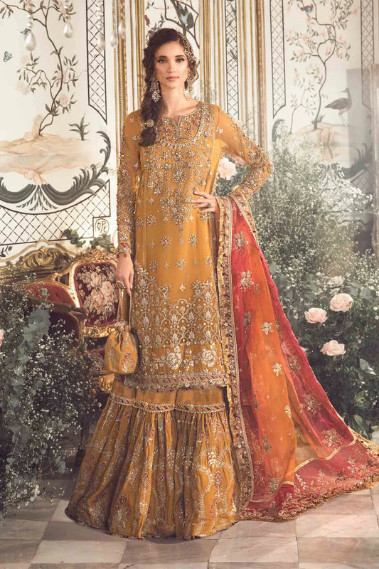 MARIA.B -3PC FULLY HEAVY EMBROIDERED HANDMADE SPENGLE WORK ORGANZA DRESS WITH 4 SIDE HEAVY EMBROIDERED ORGANZA DUPATTA- FPW-109