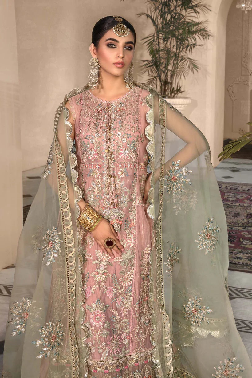 MARIA.B -FANCY HEAVY EMBROIDED ORGANZA DRESS WITH 4 SIDE EMBROIDED ORGANZA DUPATTA (RTW)- FPW-12