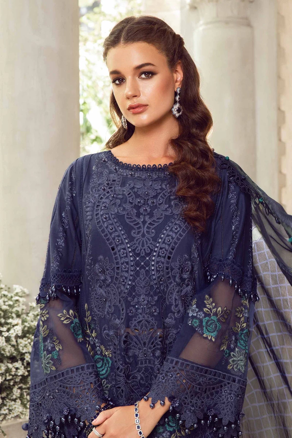 MARIA.B -EMBROIDED CUTWORK LAWN DRESS WITH COTTON NET PRINTED DUPATTA FN-147