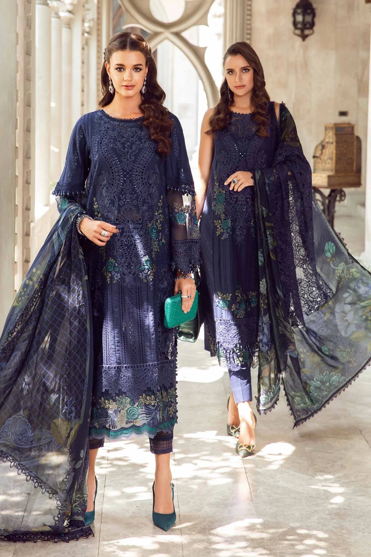 MARIA.B -EMBROIDED CUTWORK LAWN DRESS WITH COTTON NET PRINTED DUPATTA FN-147