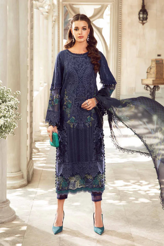 MARIA.B -EMBROIDED CUTWORK LAWN DRESS WITH COTTON NET PRINTED DUPATTA FN-147