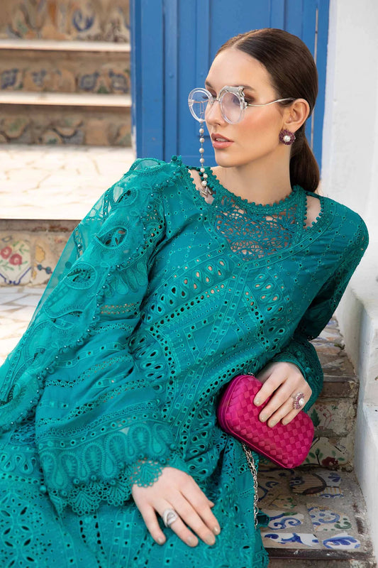 MARIA.B -EMBROIDED CUTWORK LAWN DRESS WITH EMBROIDED SILK DUPATTA FN-129