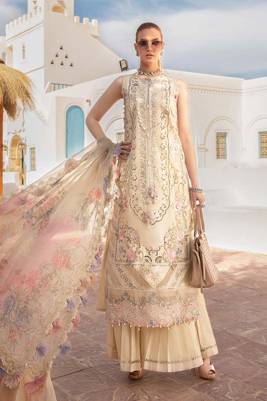 MARIA.B -EMBROIDED CUTWORK LAWN DRESS WITH FOUR SIDE EMBROIDED SILK DUPATTA FN-140