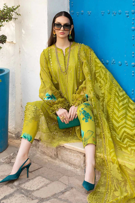 MARIA.B -EMBROIDED CUTWORK LAWN DRESS WITH FOUR SIDE EMBROIDED ORGANZA DUPATTA FN-135