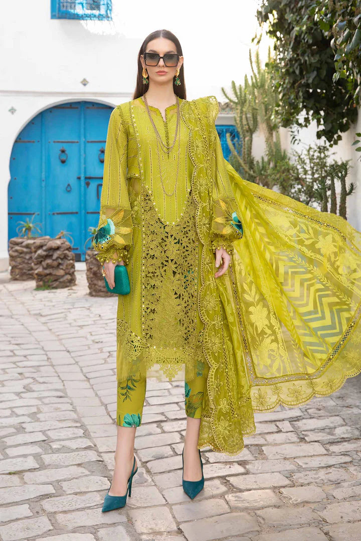 MARIA.B -EMBROIDED CUTWORK LAWN DRESS WITH FOUR SIDE EMBROIDED ORGANZA DUPATTA FN-135