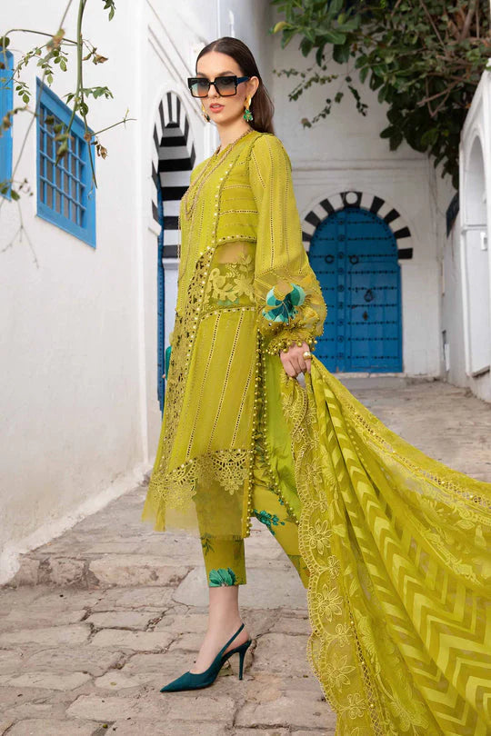 MARIA.B -EMBROIDED CUTWORK LAWN DRESS WITH FOUR SIDE EMBROIDED ORGANZA DUPATTA FN-135