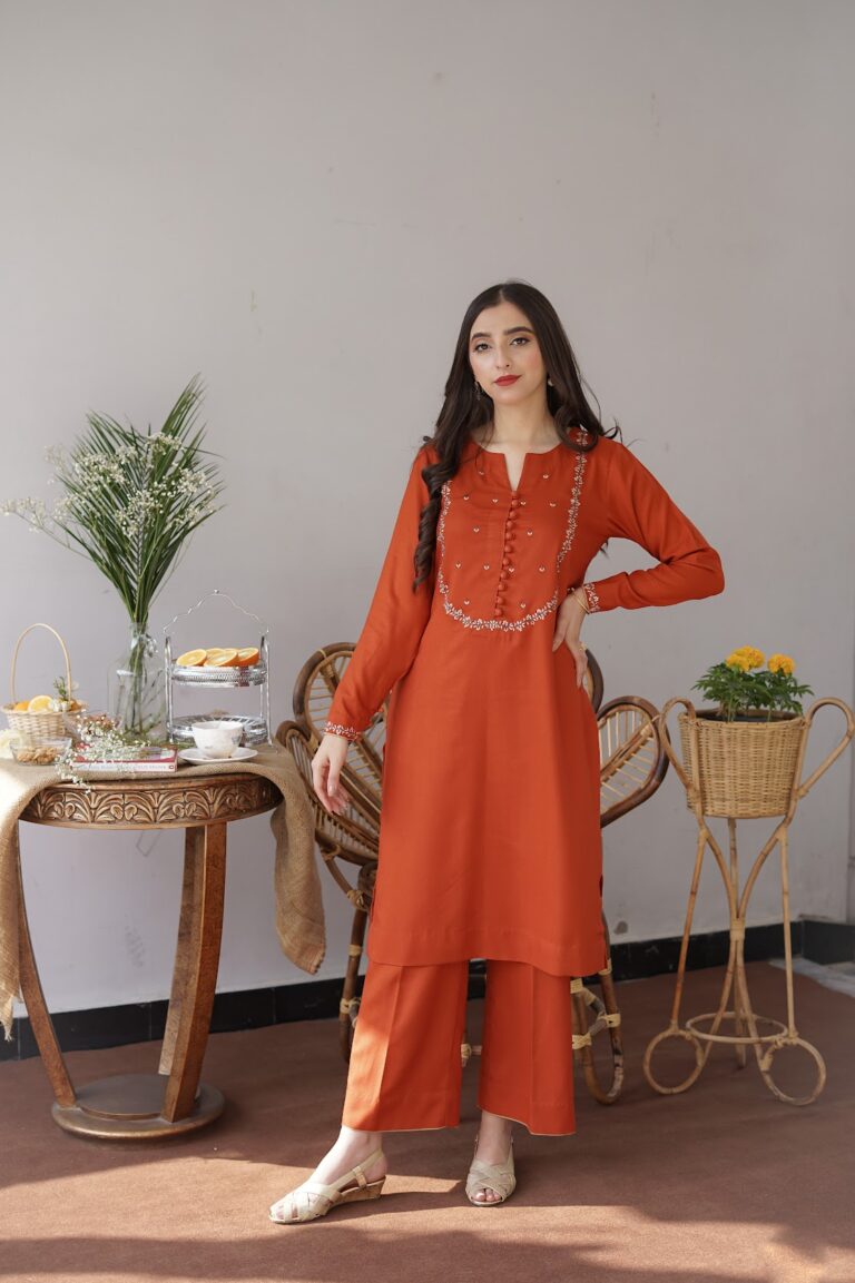 AISLING -3PC EMBROIDERED DHANAK DRESS WITH EMBROIDERED DHANAK WOOL SHAWL- FW-75